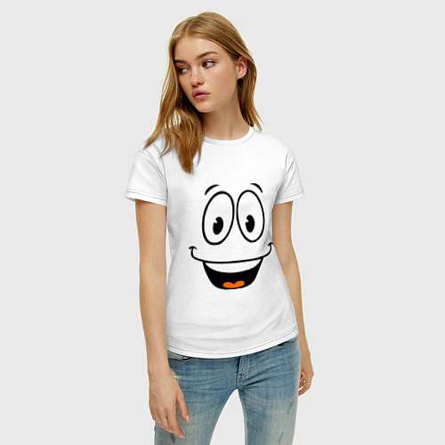 Женская футболка Радостный смайлик / Белый – фото 3