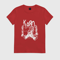 Футболка хлопковая женская Korn, цвет: красный