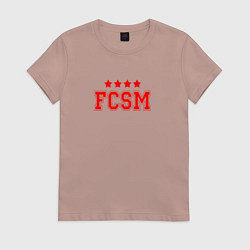 Футболка хлопковая женская FCSM Club, цвет: пыльно-розовый