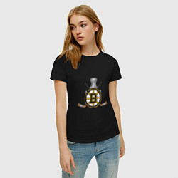 Футболка хлопковая женская Boston Bruins Hockey, цвет: черный — фото 2