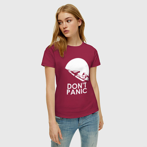 Женская футболка Elon: Don't Panic / Маджента – фото 3