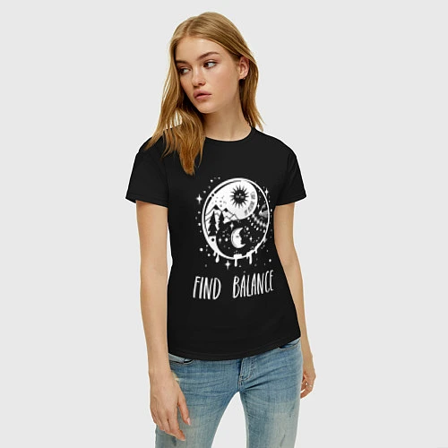 Женская футболка Find Balance / Черный – фото 3
