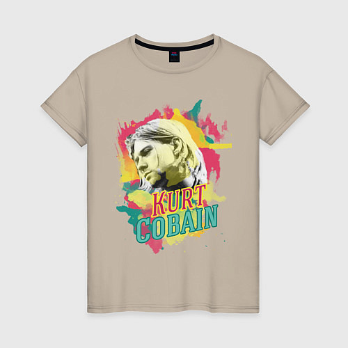Женская футболка Kurt Cobain Paints / Миндальный – фото 1
