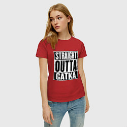 Футболка хлопковая женская Straight Outta Gatka, цвет: красный — фото 2