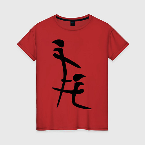 Женская футболка Иероглиф: минет / Красный – фото 1