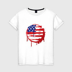 Футболка хлопковая женская Кровавая Америка, цвет: белый