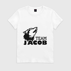 Футболка хлопковая женская Jacob team logo, цвет: белый