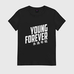 Футболка хлопковая женская Young Forever, цвет: черный