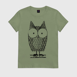 Футболка хлопковая женская Owl grafic, цвет: авокадо