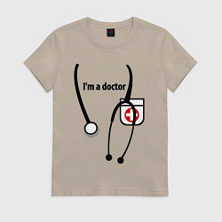 Футболка хлопковая женская I m doctor, цвет: миндальный