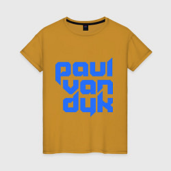 Футболка хлопковая женская Paul van Dyk: Filled, цвет: горчичный