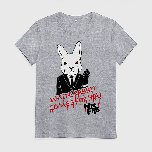Женская футболка Misfits: White rabbit / Меланж – фото 1