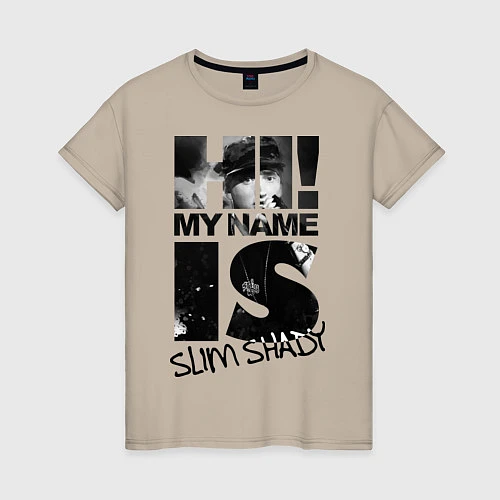 Женская футболка My name is slim shady / Миндальный – фото 1