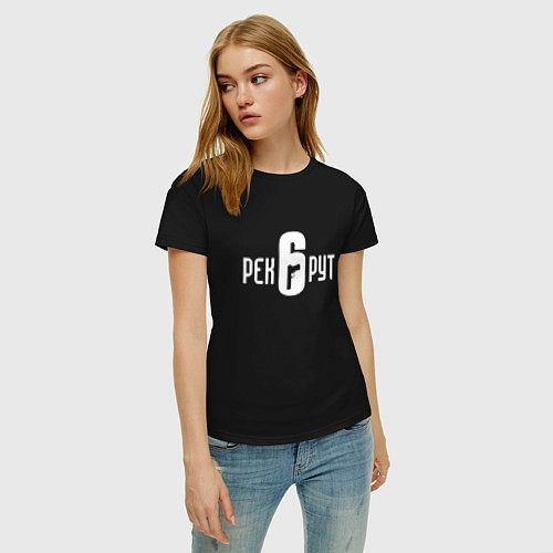 Женская футболка R6S РЕКРУТ / Черный – фото 3