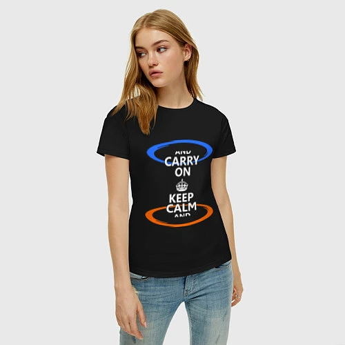 Женская футболка Keep Calm & Portal / Черный – фото 3