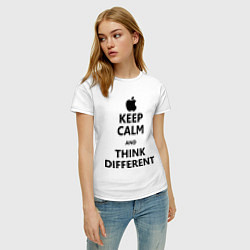 Футболка хлопковая женская Keep Calm & Think Different, цвет: белый — фото 2