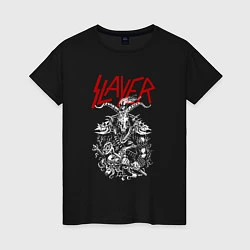 Футболка хлопковая женская Slayer: Devil Goat, цвет: черный
