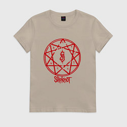 Футболка хлопковая женская Slipknot Penragram, цвет: миндальный