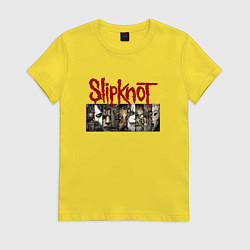 Футболка хлопковая женская Slipknot Faces, цвет: желтый