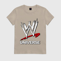 Футболка хлопковая женская WWE universe, цвет: миндальный