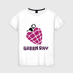 Футболка хлопковая женская Green Day is love, цвет: белый