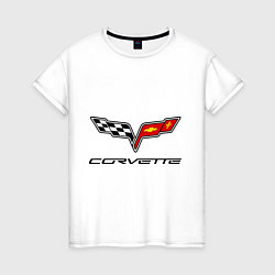 Футболка хлопковая женская Chevrolet corvette, цвет: белый