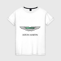 Футболка хлопковая женская Aston Martin logo, цвет: белый