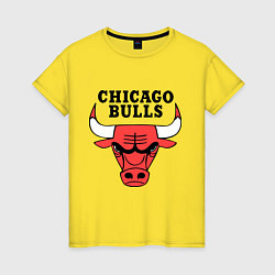 Футболка хлопковая женская Chicago Bulls, цвет: желтый