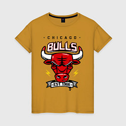 Футболка хлопковая женская Chicago Bulls est. 1966, цвет: горчичный