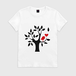 Футболка хлопковая женская Дерево любви, цвет: белый