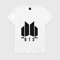 Футболка хлопковая женская BTS ARMY, цвет: белый