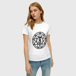 Футболка хлопковая женская Slipknot Pentagram, цвет: белый — фото 2