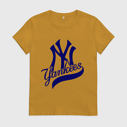 Футболка хлопковая женская NY - Yankees, цвет: горчичный