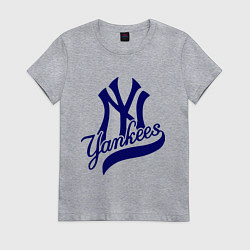 Футболка хлопковая женская NY - Yankees, цвет: меланж