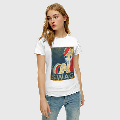Женская футболка Rainbow Dash SWAG / Белый – фото 3