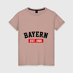 Футболка хлопковая женская FC Bayern Est. 1900, цвет: пыльно-розовый