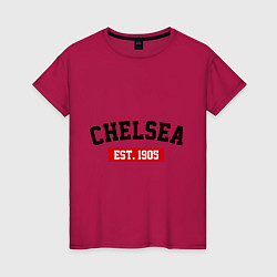 Футболка хлопковая женская FC Chelsea Est. 1905, цвет: маджента