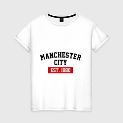 Футболка хлопковая женская FC Manchester City Est. 1880, цвет: белый