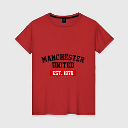 Футболка хлопковая женская FC Manchester United Est. 1878, цвет: красный