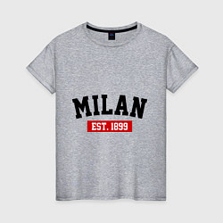 Футболка хлопковая женская FC Milan Est. 1899, цвет: меланж