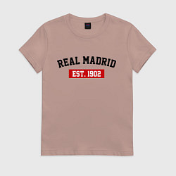 Футболка хлопковая женская FC Real Madrid Est. 1902, цвет: пыльно-розовый