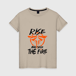 Футболка хлопковая женская Rise & Seek the Fire, цвет: миндальный