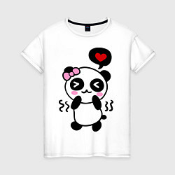 Футболка хлопковая женская Panda girl, цвет: белый