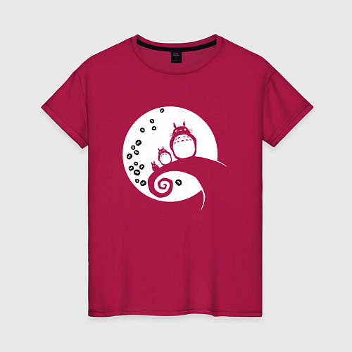 Женская футболка Тоторо на Луне / Маджента – фото 1