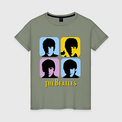 Футболка хлопковая женская The Beatles: pop-art, цвет: авокадо