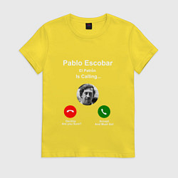 Футболка хлопковая женская Escobar is calling, цвет: желтый