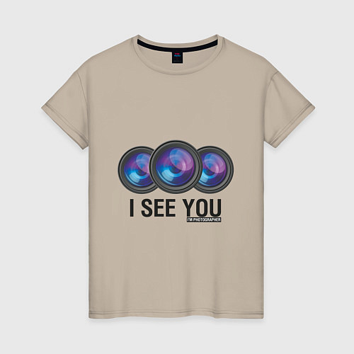 Женская футболка I see you / Миндальный – фото 1