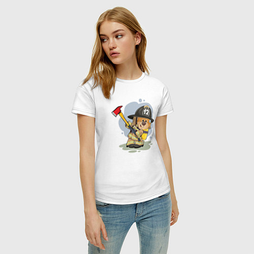 Женская футболка Медвежонок-пожарник / Белый – фото 3