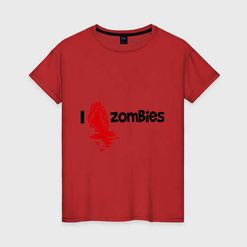Женская футболка I love zombies / Красный – фото 1