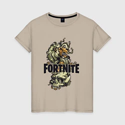 Футболка хлопковая женская Fortnite Skull, цвет: миндальный